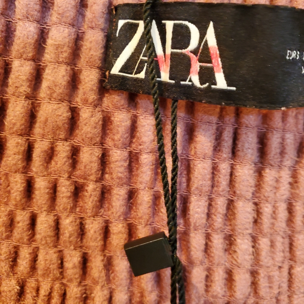 ZARA FAUX LEATHER CROP TOP PUFF SLEEVES Small Mauve NWT - Picture 8 of 12